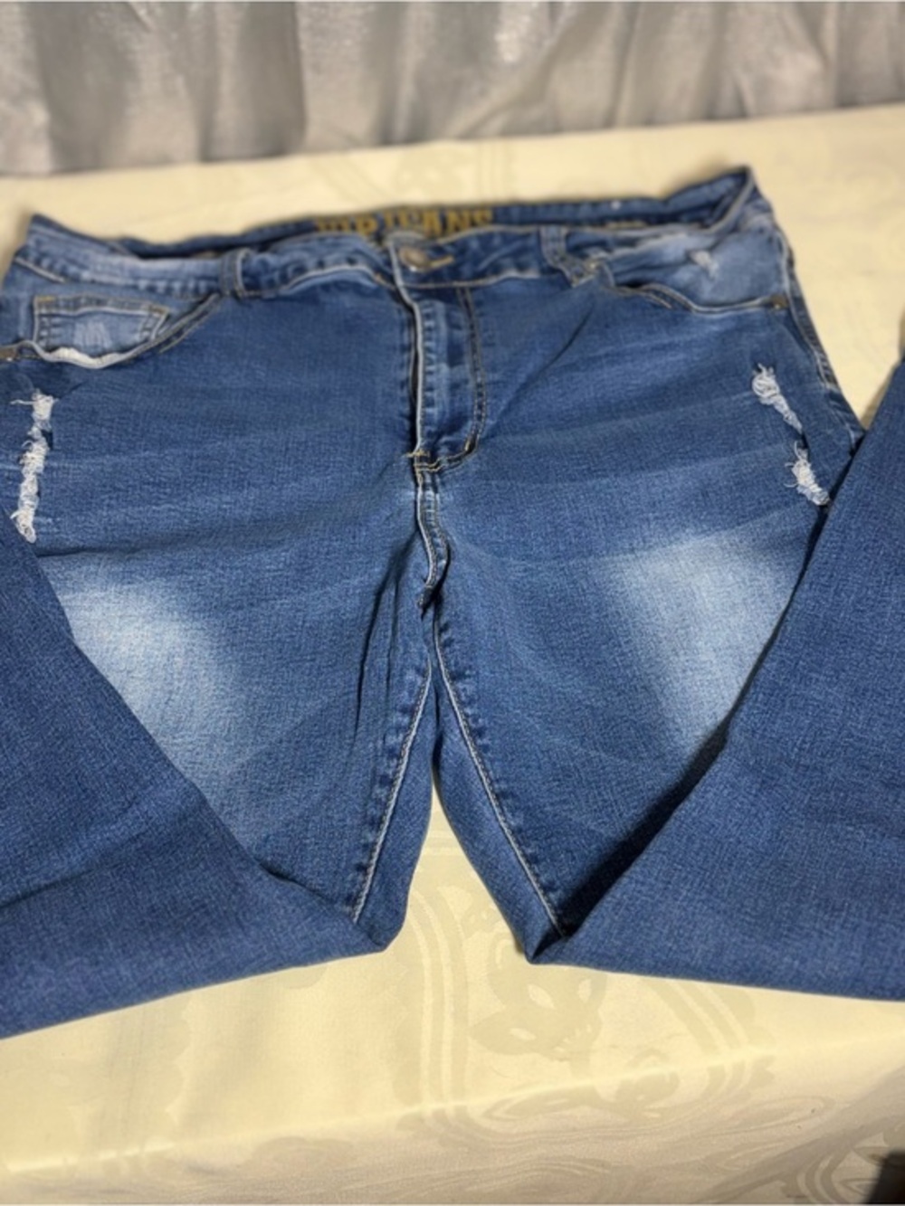 VIP Women's Skinny Jeans in Dark Blue with Faded Panels